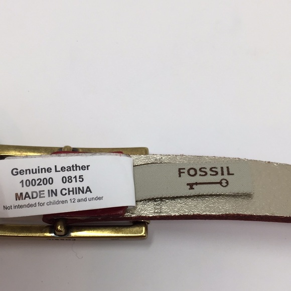 NEW Fossil Women’s Red Gold Belt - Picture 2 of 3
